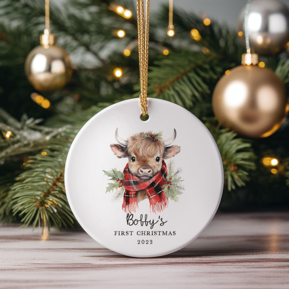 Baby's First Christmas Ornament, Highland Cow