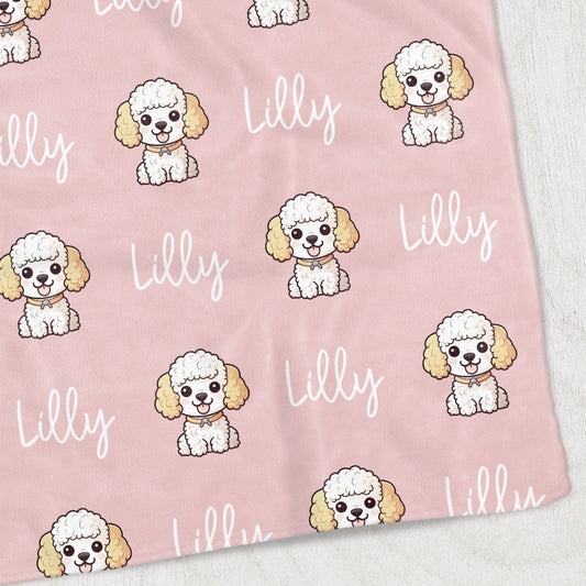 Fluffy Puppies Kids Blanket, Soft Pink