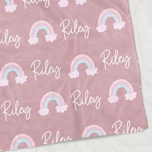 Rainbows Kids Blanket, Mauve