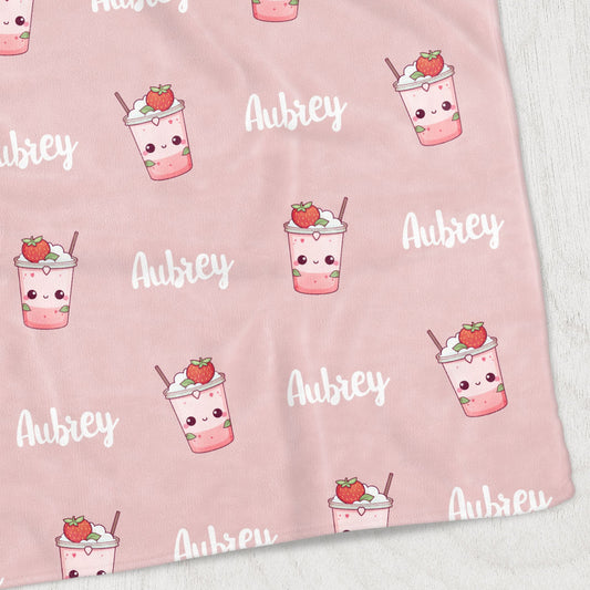 Happy Milkshakes Kids Blanket, Pink