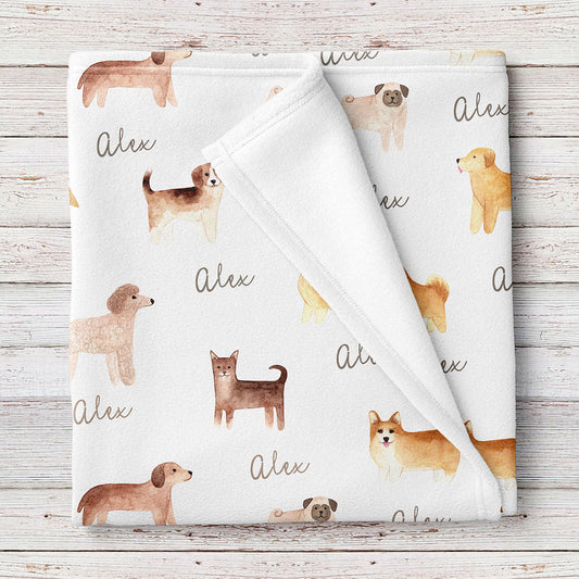 Dogs personalized unisex baby blanket