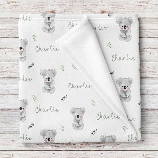 Koala Dreams personalized unisex baby blanket