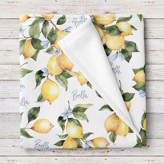 Lemon Sunshine personalized baby girl blanket