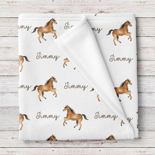 Horses personalized unisex baby blanket