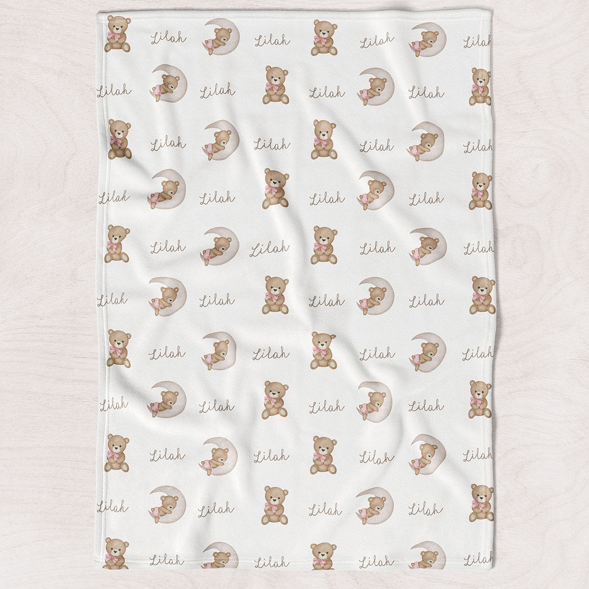 Teddy bears personalized baby girl blanket