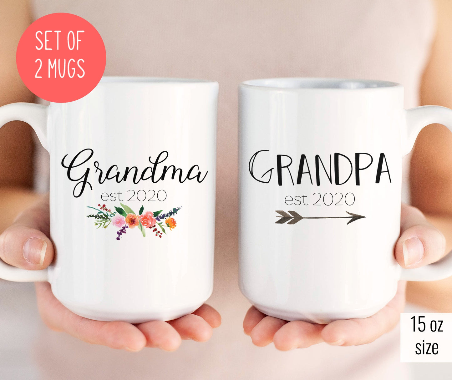 Grandparents mug set, Grandma and Grandpa 2022 or 2023