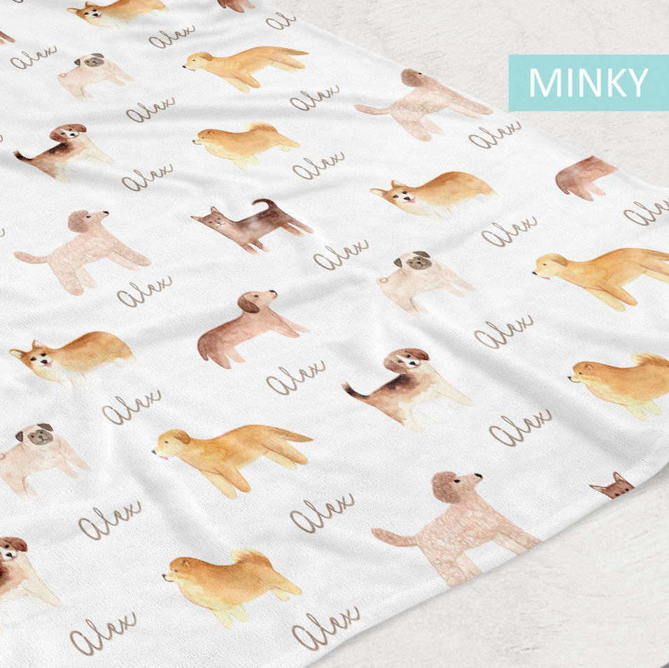 Dogs personalized unisex baby blanket