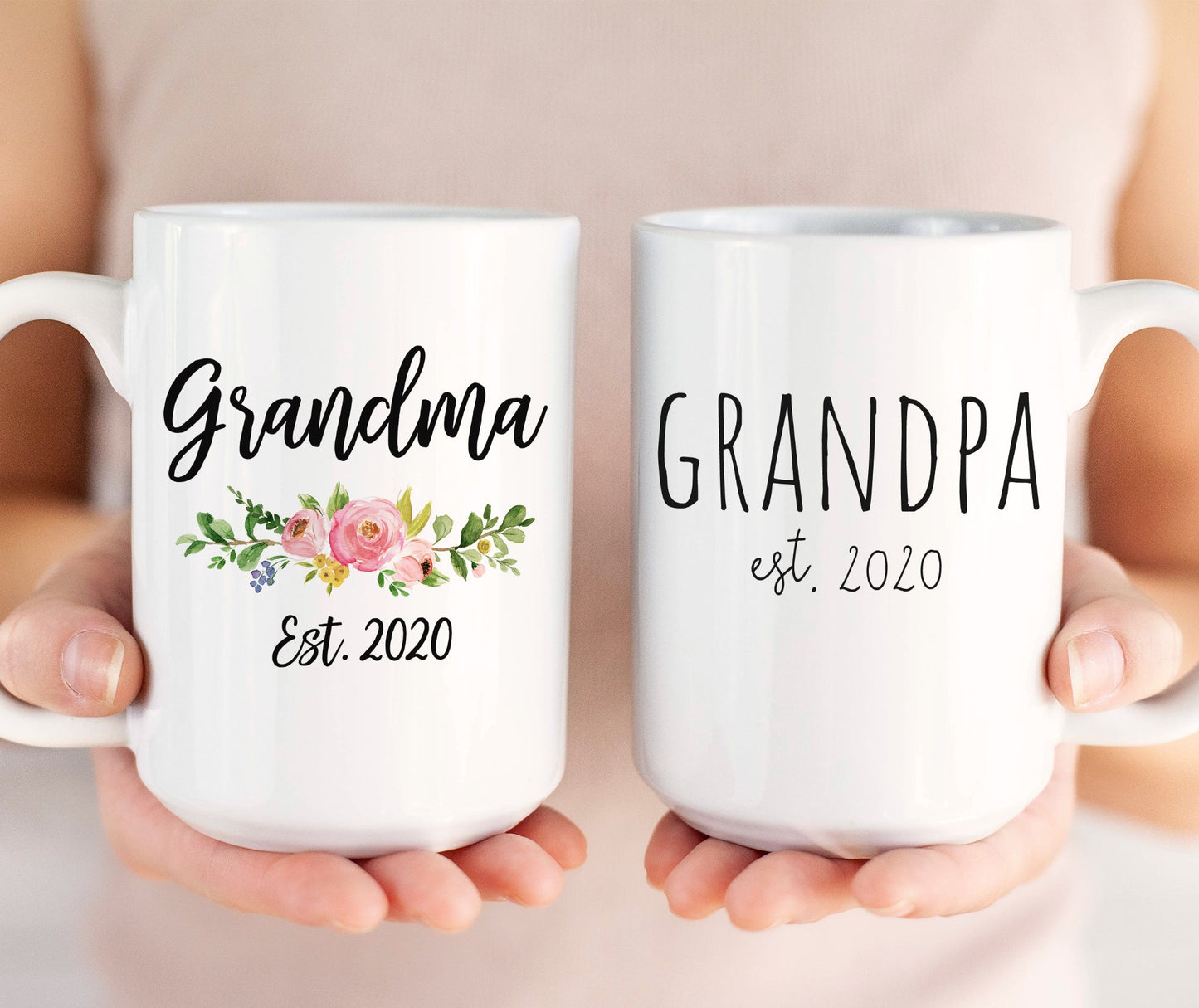 Grandparents mugs set of 2, Grandma and Grandpa 2022 or 2023