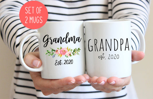 Grandparents mugs set of 2, Grandma and Grandpa 2022 or 2023